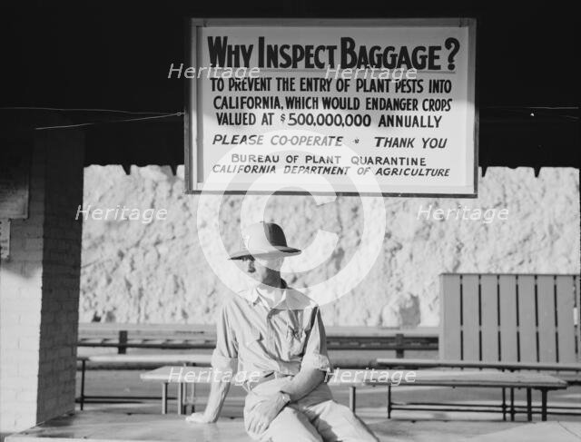 California state quarantine inspection station at Yuma, Arizona, 1937. Creator: Dorothea Lange.