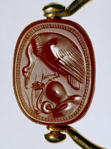 Etruscan gold ring with carnelian scarab as bezel, 5th century BC. Artist: Unknown.