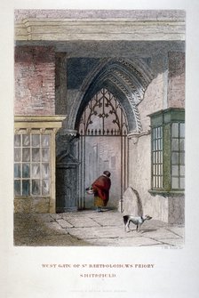 West gate of the old Priory of St Bartholomew-the-great, Smithfield, City of London, 1851. Artist: John Wykeham Archer