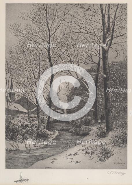 Moonlit Stroll in Winter, c. 1880s. Creator: Unknown.