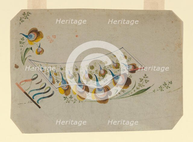 Design for an Embroidered Waistcoat Pocket, France, 1780-90. Creator: Unknown.