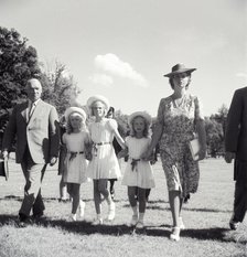 Princess Sibylla with the little princesses in Haga Park, Sweden, 17/8 1944.
 Creator: Unknown.