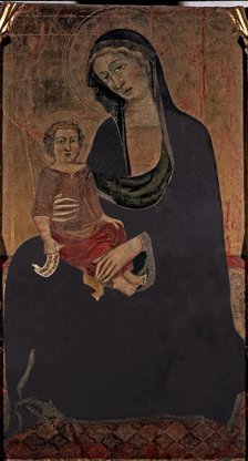 Virgin with Child', central table of an altarpiece of the 14th century, from the Alaró church.