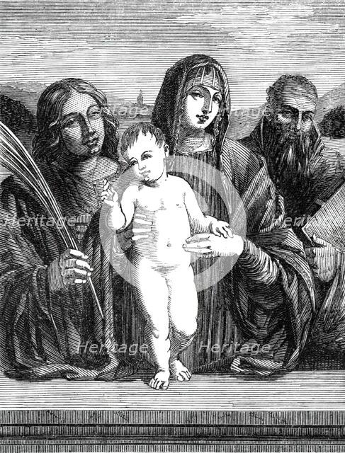 The Beaucousin Collection at the National Gallery - "Virgin and Child, with Saints"..., 1860. Creator: Unknown.