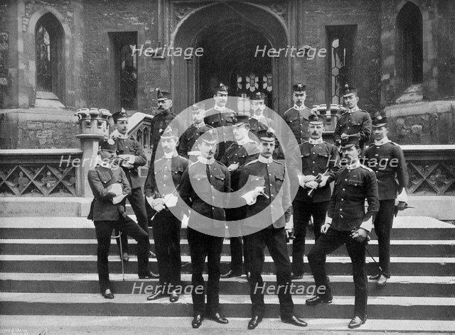 Officers of the 1st Suffolk Regiment at the Tower of London, 1895 (1896).Artist: WW Rouch