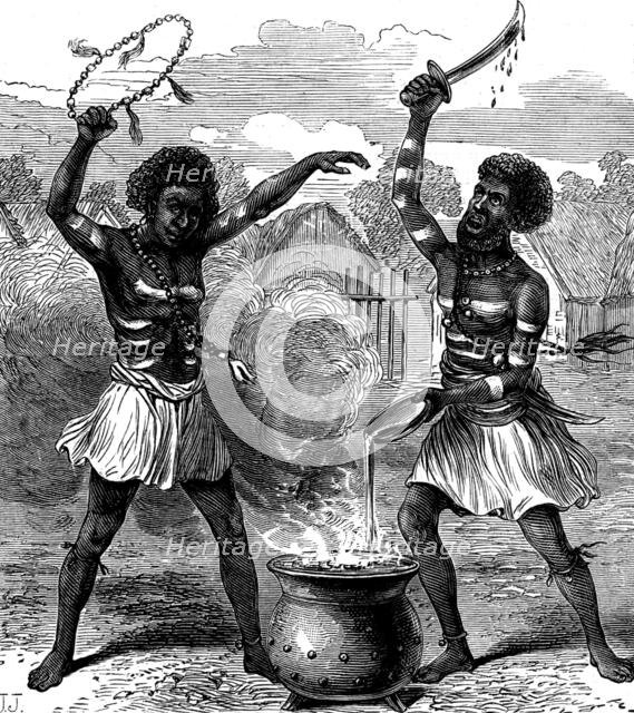 Ashantee Sketches: priests or magicians invoking the national deities, 1873. Creator: Unknown.