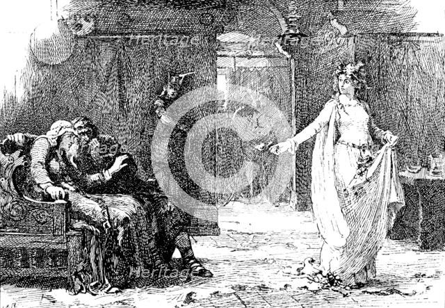 Sketches from the...Exhibitions: "Ophelia: ‘There’s Rue For You’", Henrietta Rae - R.A., 1890.  Creator: Carl Hentschel.