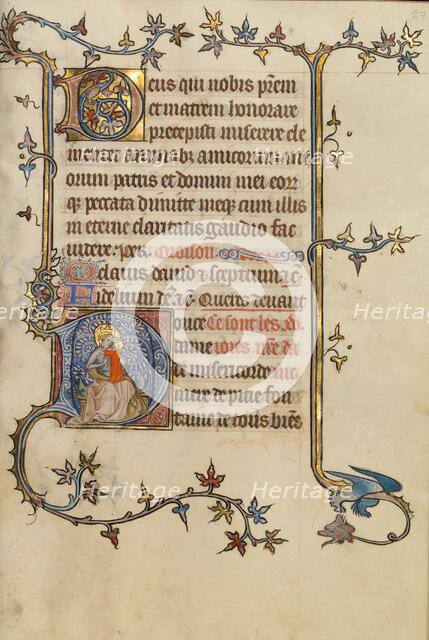 Initial D: The Virgin and Child; Bute Psalter, text and illumination about 1330. Creator: Atelier of the Passion Master.