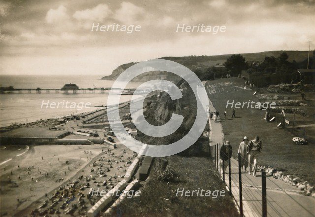'Small Hope Bay and Shanklin Pier, I.W., from Cliff Walk', c1920. Creator: Unknown.