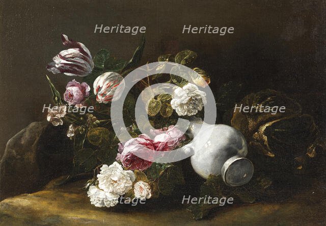 Still Life of Flowers and an Overturned Jug,  c.1659. Creator: Jan Fyt.