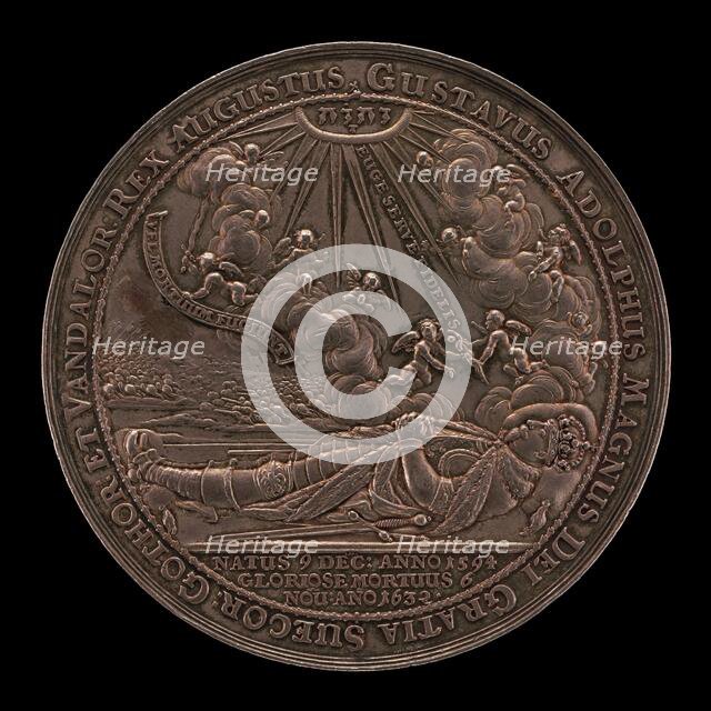 Death of Gustavus II Adolphus, 1594-1632, King of Sweden 1611 [obverse], 1634. Creator: Sebastian Dadler.