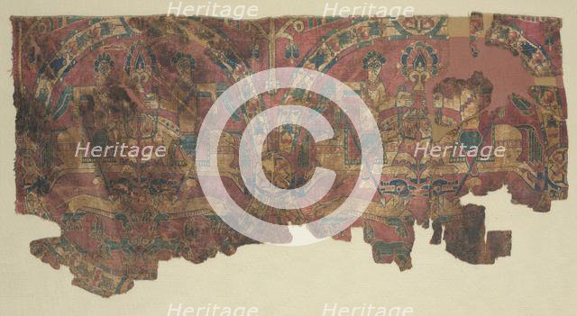 Samite roundels with hunters, 800s. Creator: Unknown.