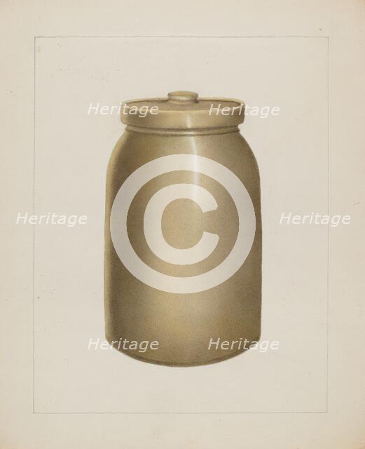 Pottery Jar with Lid, c. 1938. Creator: Annie B Johnston.