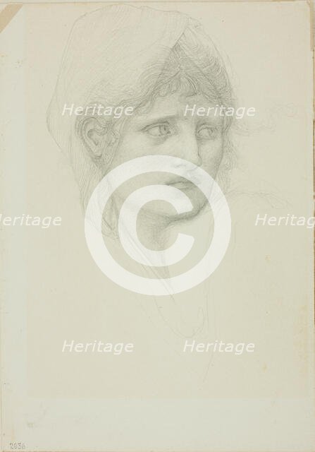 Draped Head, Eyes Looking Toward Right, c. 1873-77. Creator: Sir Edward Coley Burne-Jones.