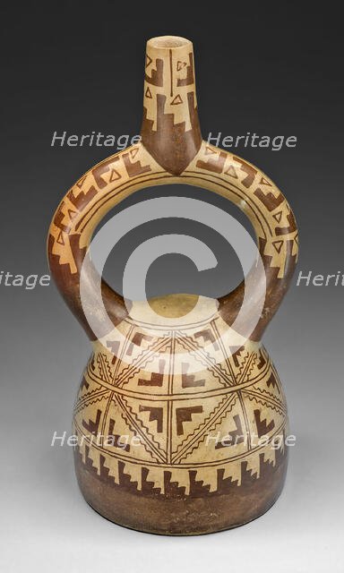 Stirrup Spout Vessel with Geometric Motifs, 100 B.C./A.D. 500. Creator: Unknown.