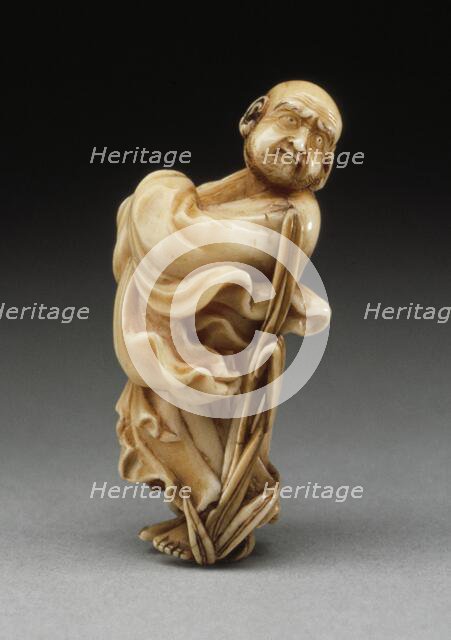 Daruma on Reed, 19th century. Creator: Hidetsune.