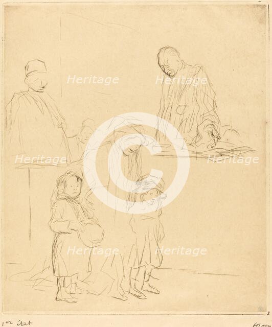 Coming Out of the Hearing (first plate), 1909. Creator: Jean Louis Forain.