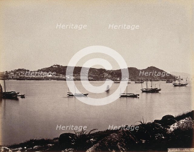 Macao Island: Macao Inner Harbour and adjacent Barra Fort, from the Island of Patera, c1873. Creator: William Pryor Floyd.