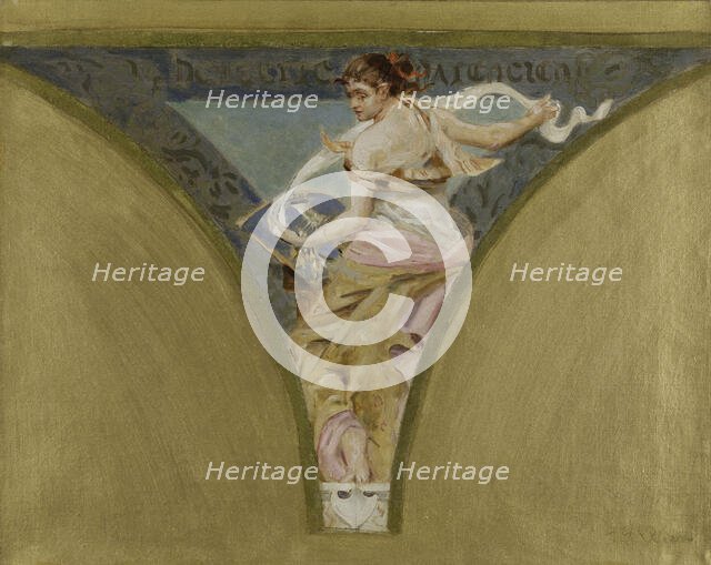 Sketch for the salle des fêtes in the Hôtel de Ville, Paris...lace, between 1889 and 1893.  Creator: Jean Joseph Weerts.