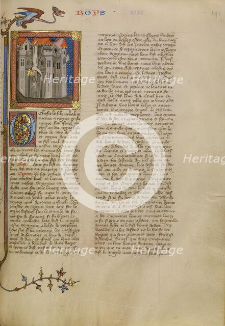 The Fall of Ahaziah, about 1360-1370. Creator: Master of Jean de Mandeville.