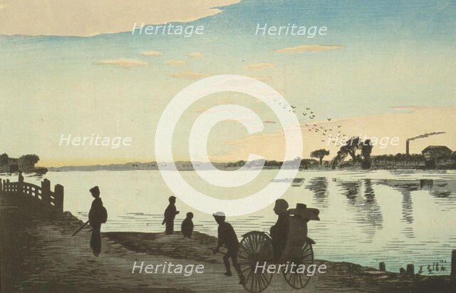 View of Ishihara Bridge at Okawabata, 1880. Creator: Kobayashi Kiyochika.