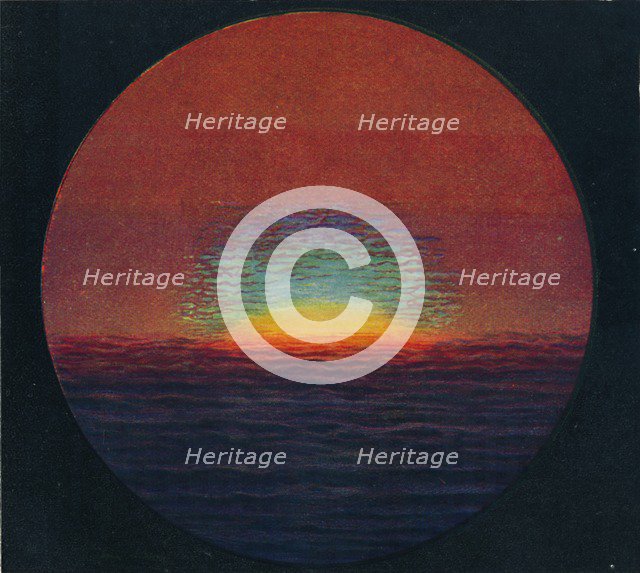 'The Green Flash at Sunset, Rarest Prismatic Colour Refracted by the Atmosphere', c1935. Artist: Unknown.