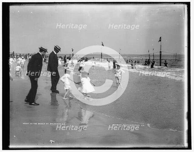 On the beach at Rockaway, N.Y., between 1901 and 1906. Creator: Unknown.