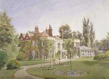 The front entrance and garden at Raleigh House, Brixton Hill, Lambeth, London, 1887. Artist: John Crowther