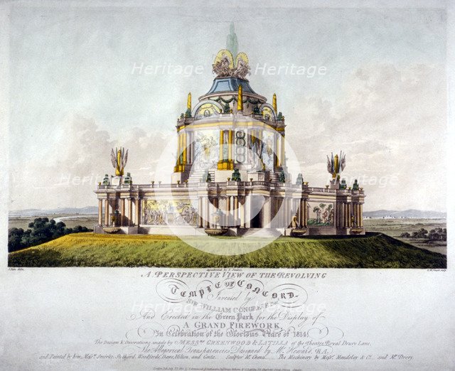 Temple of Concord, Green Park, Westminster, London, 1814. Artist: J Jeakes