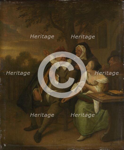 Man with a fiddle in bad company, 1670-1700. Creator: Unknown.