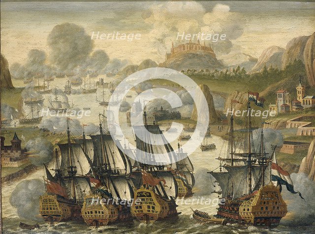 The Sea Battle of Vigo Bay, 23 October 1702, ca 1705. Artist: Netherlandish master  