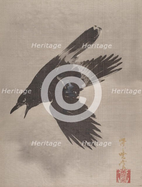 Crow Flying in the Snow, ca. 1887. Creator: Kawanabe Kyosai.