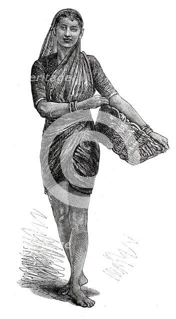 Costumes of Western India, Mahar girl, 1876. Creator: Unknown.