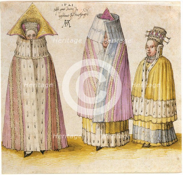 Winter dress of three ladies from Livonia, 1521. Creator: Dürer, Albrecht (1471-1528).