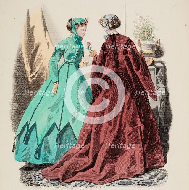 Fashion Plate - Petit Courrier des Dames 'Modes de Paris', 1866-67. Creator: Gilquin fils.