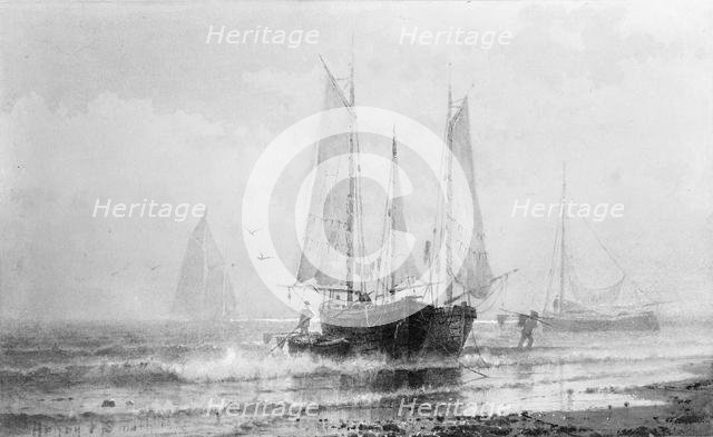 Seascape—Fishing Boats by the Shore, 1875. Creator: Henry Pember Smith.