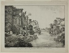 View in the Trastevere Quarter, Rome, 1817. Creator: Claude Thiénon.