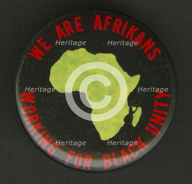 Pinback button promoting black unity, mid 20th century. Creator: Unknown.