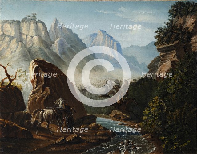 Firefight in the mountains of Dagestan, 1840-1841. Artist: Lermontov, Mikhail Yuryevich (1814-1841)