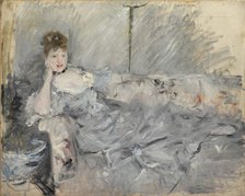 Woman in grey reclining, 1879. Creator: Morisot, Berthe (1841-1895).