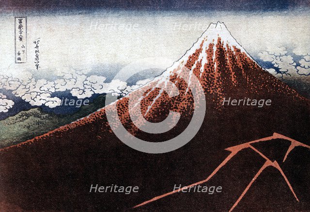 'Fuji above the Lightning', c1823.Artist: Hokusai