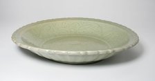 Dish with Floral Scrolls and Foliate Rim, Yuan dynasty (1271-1368) or Ming dynasty (1368-1644). Creator: Unknown.