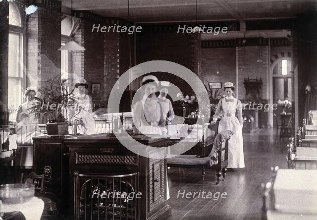 St Bartholomew's Hospital, London: nurses in a ward, c1908. Creator: Unknown.