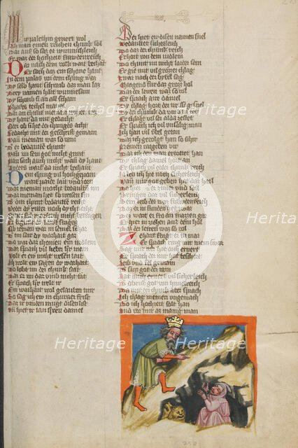 Daniel's Rescue from the Lions' Den; Weltchronik, about 1400-1410. Creator: Unknown.