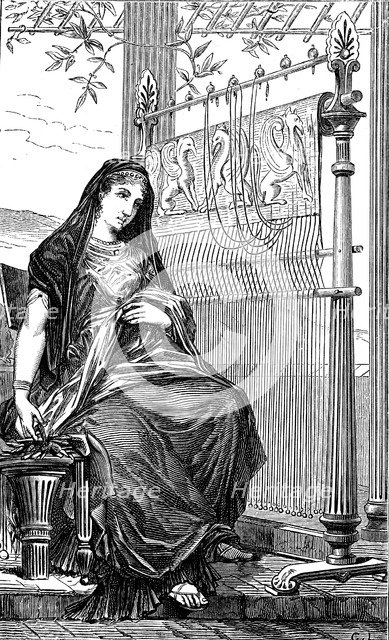 Penelope and her loom, 1886. Artist: Anon