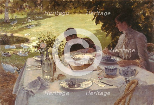 Breakfast in the garden. Artist: De Nittis, Giuseppe (1846-1884)