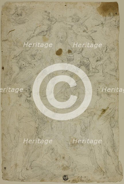 Virgin and Child with Saints Peter and John the Baptist (recto); Saint John the Baptist..., n.d. Creator: Pietro d'Asaro.