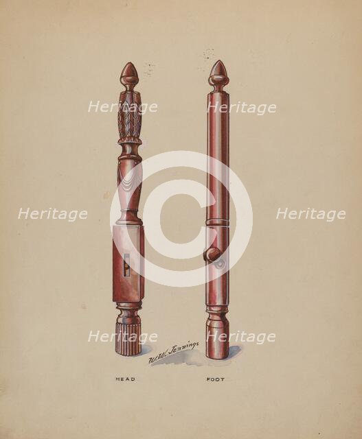 Bed Posts, c. 1936. Creator: Walter W. Jennings.