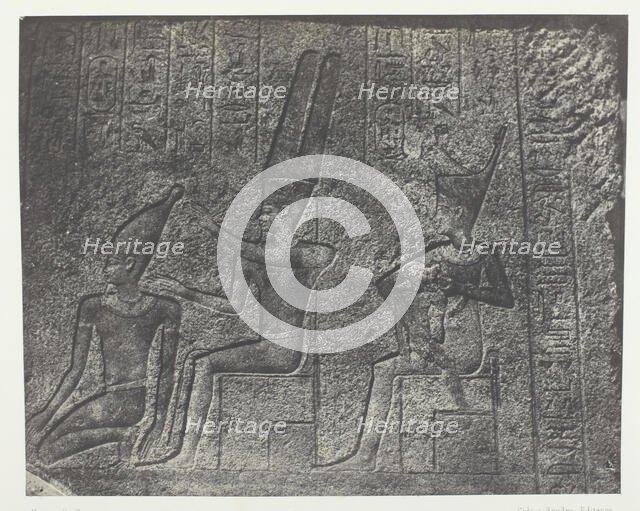 Palais de Karnak, Sculptures Extérieures du Sanctuaire de Granit; Thèbes, 1849/51, printed 1852. Creator: Maxime du Camp.
