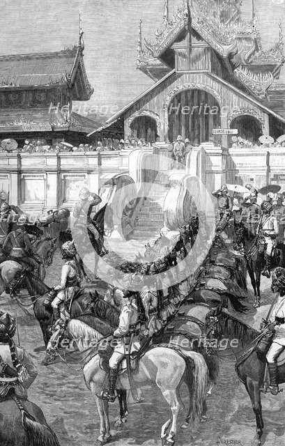 Reception of General Roberts in Mandalay at the east gate of the palace, Burma, 1887.Artist: A Forestier